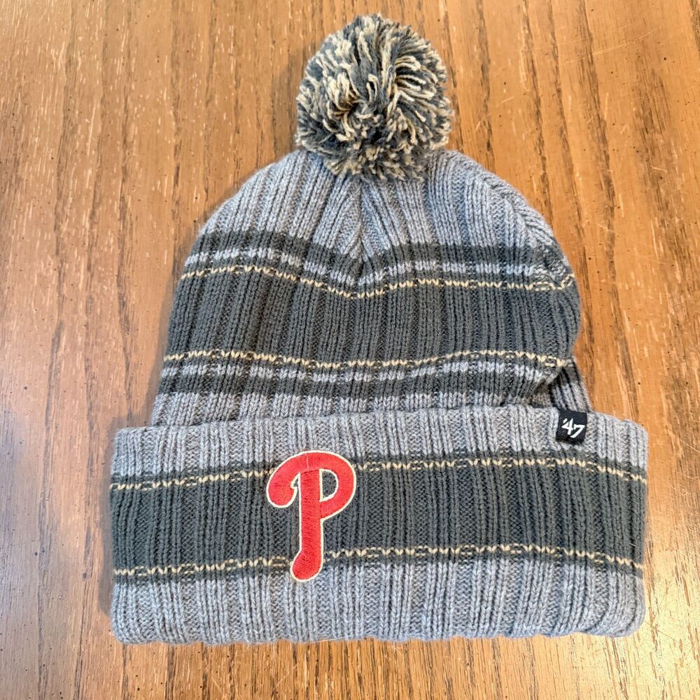 47 Brand Philadelphia Phillies 2022 World Series Gray Pom Knit Beanie OSFA